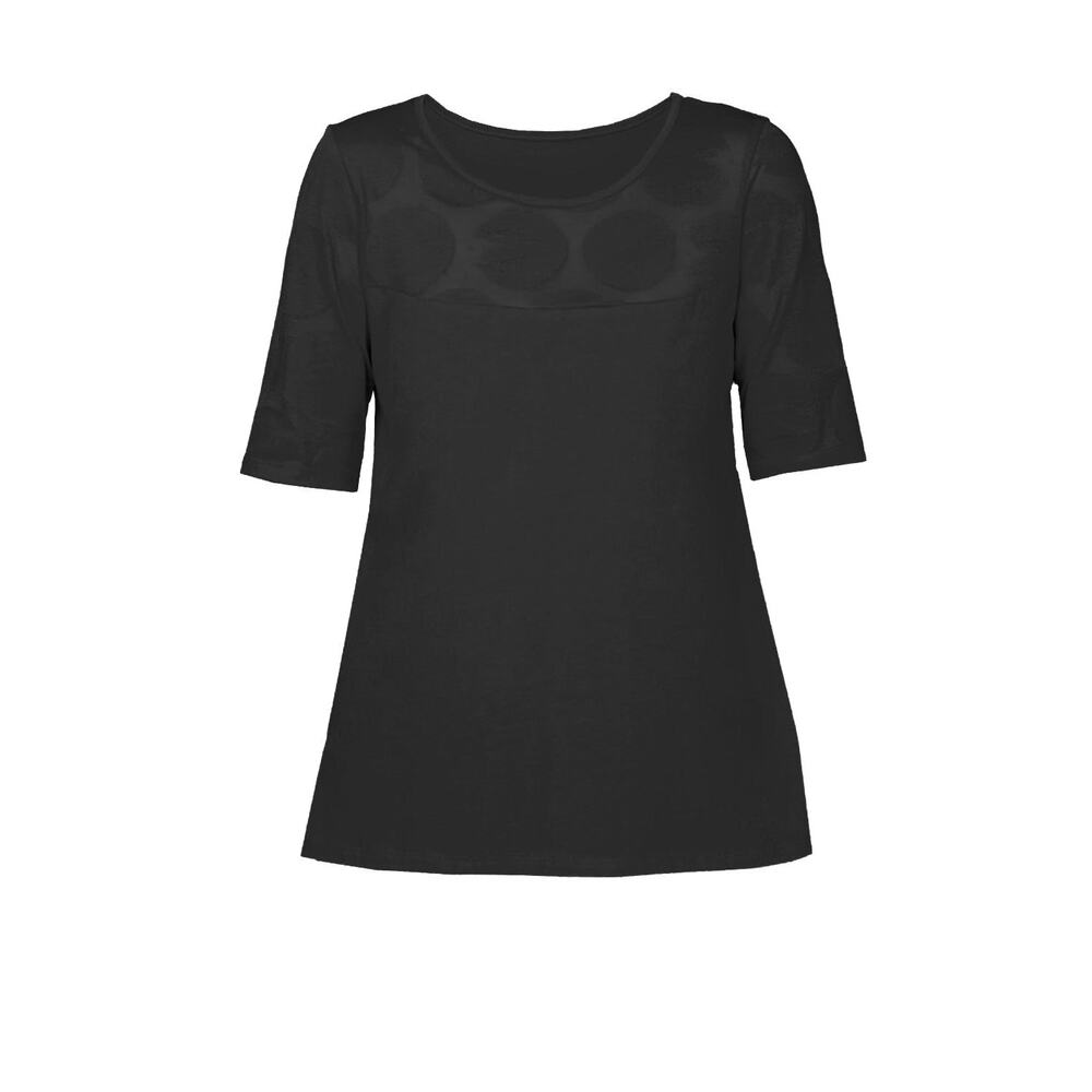 Luukaa Women's Black Tee Polka Dot Size 16 Cotton T-Shirt Short Sleeve NWT